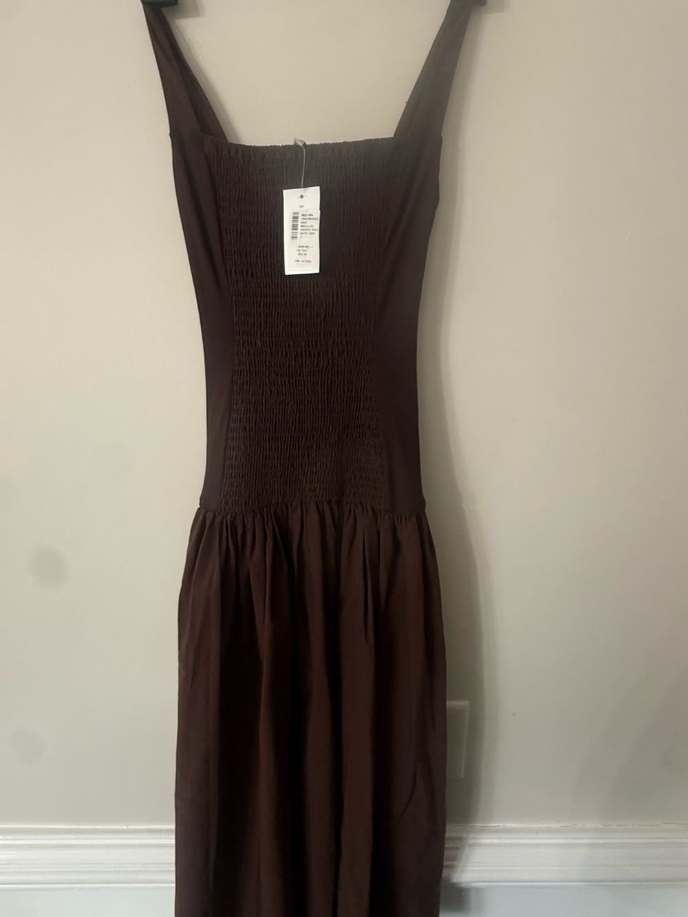 Dark Brown Smocked Maxi Dress - Picture 3 of 4